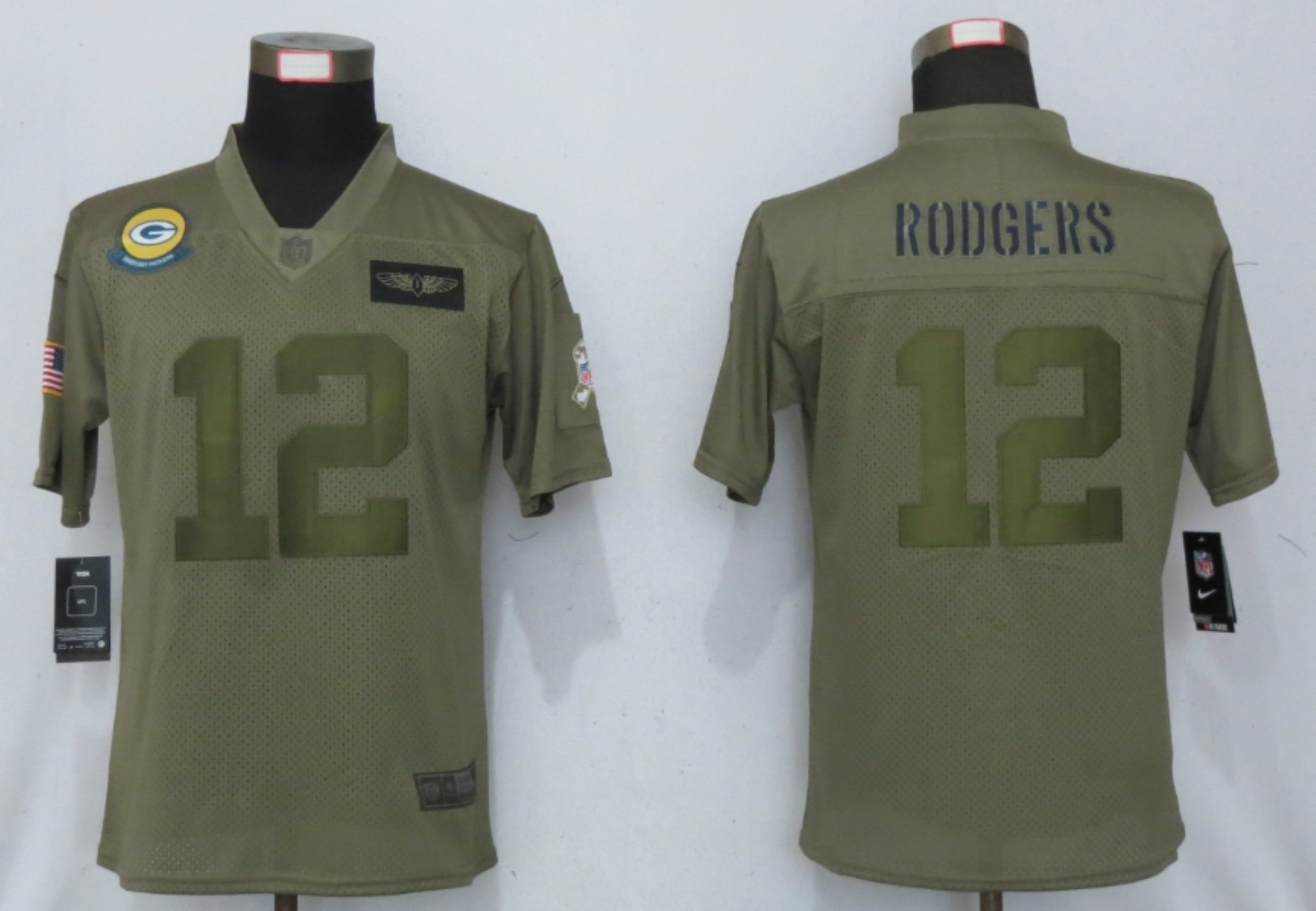 Women New Nike Green Bay Packers #12 Rodgers Nike Camo 2019 Salute to Service limited jersey->women nfl jersey->Women Jersey